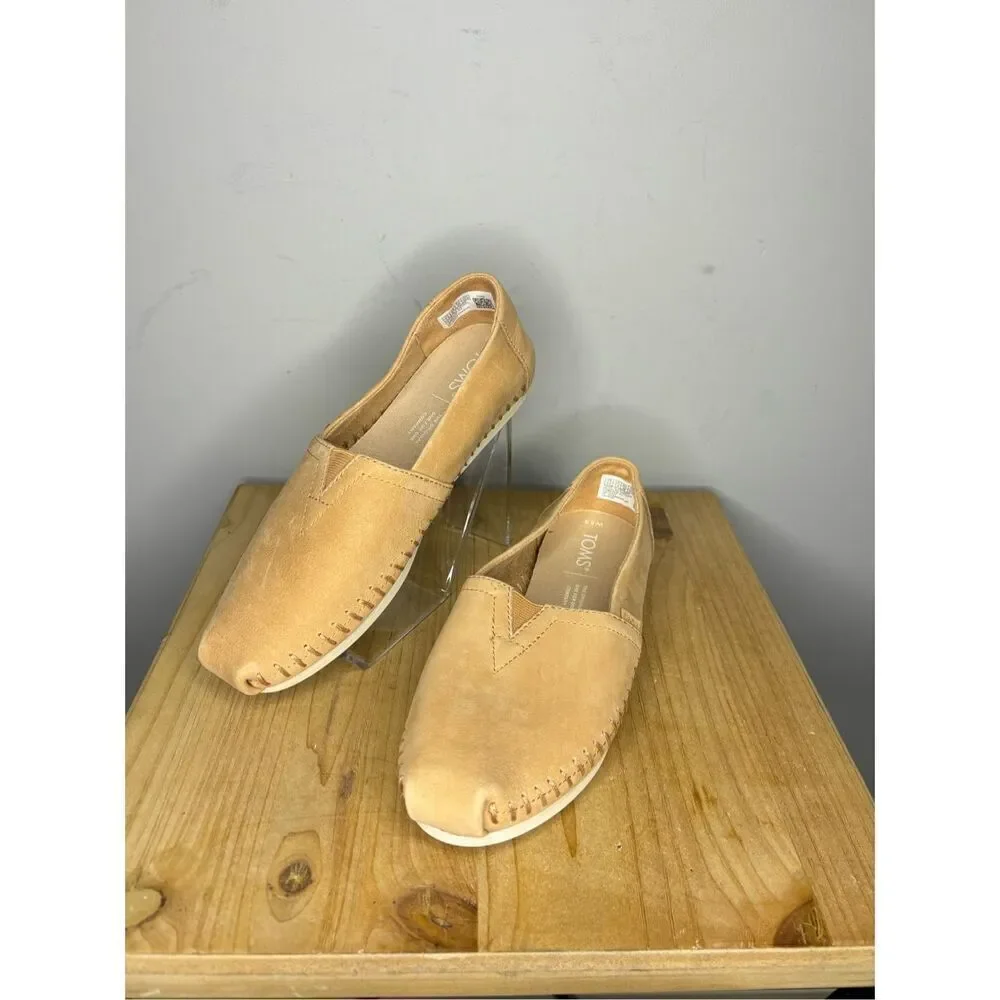 TOMS Women's Alpargata 3.0 Leather‎ Slip On Espadrille Shoes Honey Size 5.5W